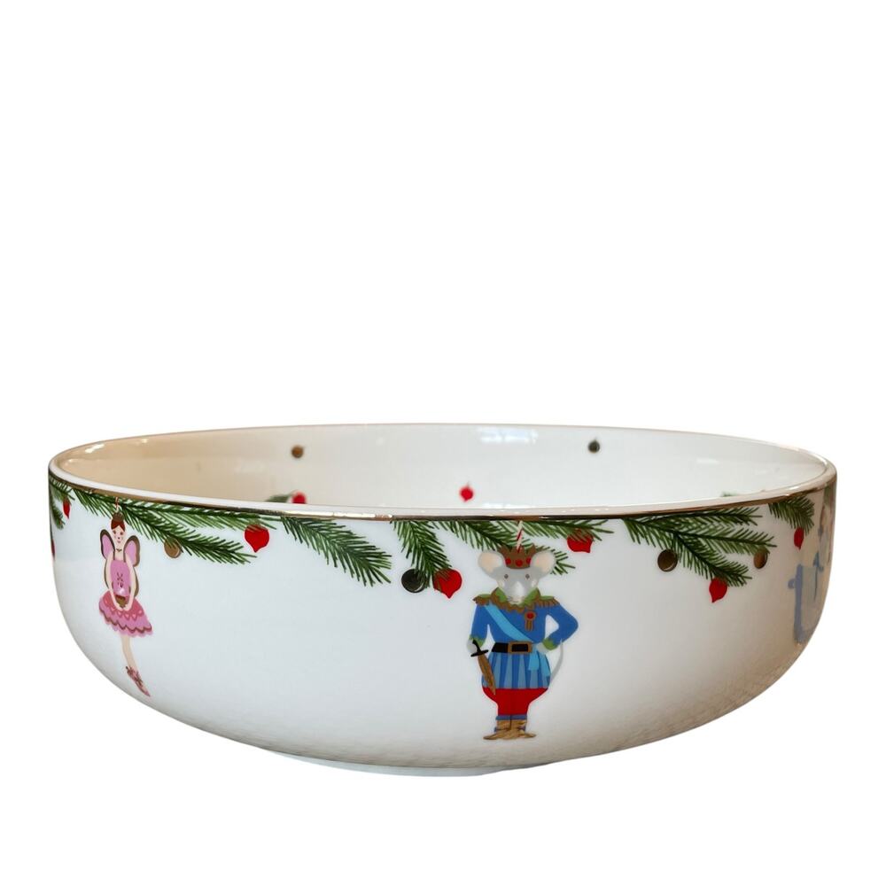 Neiman Marcus Holiday Nutcracker Ceramic Serving Bowl 11.8in Christmas NEW
